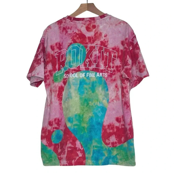 Rokit NY LA School of Fine Arts multicolored tie dyed graphic T-shirt size L - Picture 2 of 5